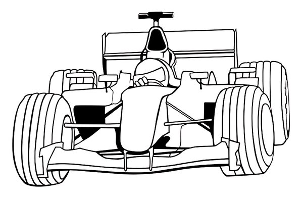Formule 1 Race Auto Simpel coloring page for children