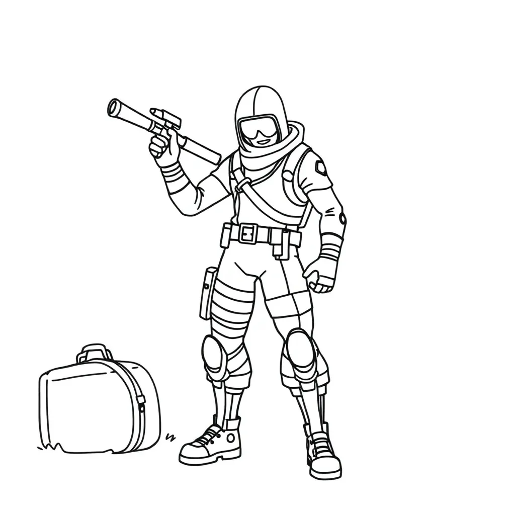 Fortnite Battle Royale Gaming Personages Actie coloring page for children