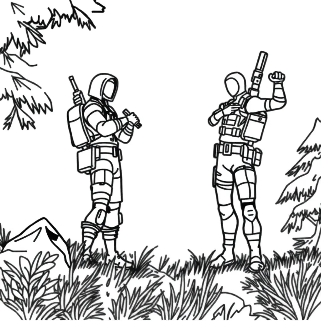 Fortnite Battle Royale Gaming Personages Actie coloring page for children