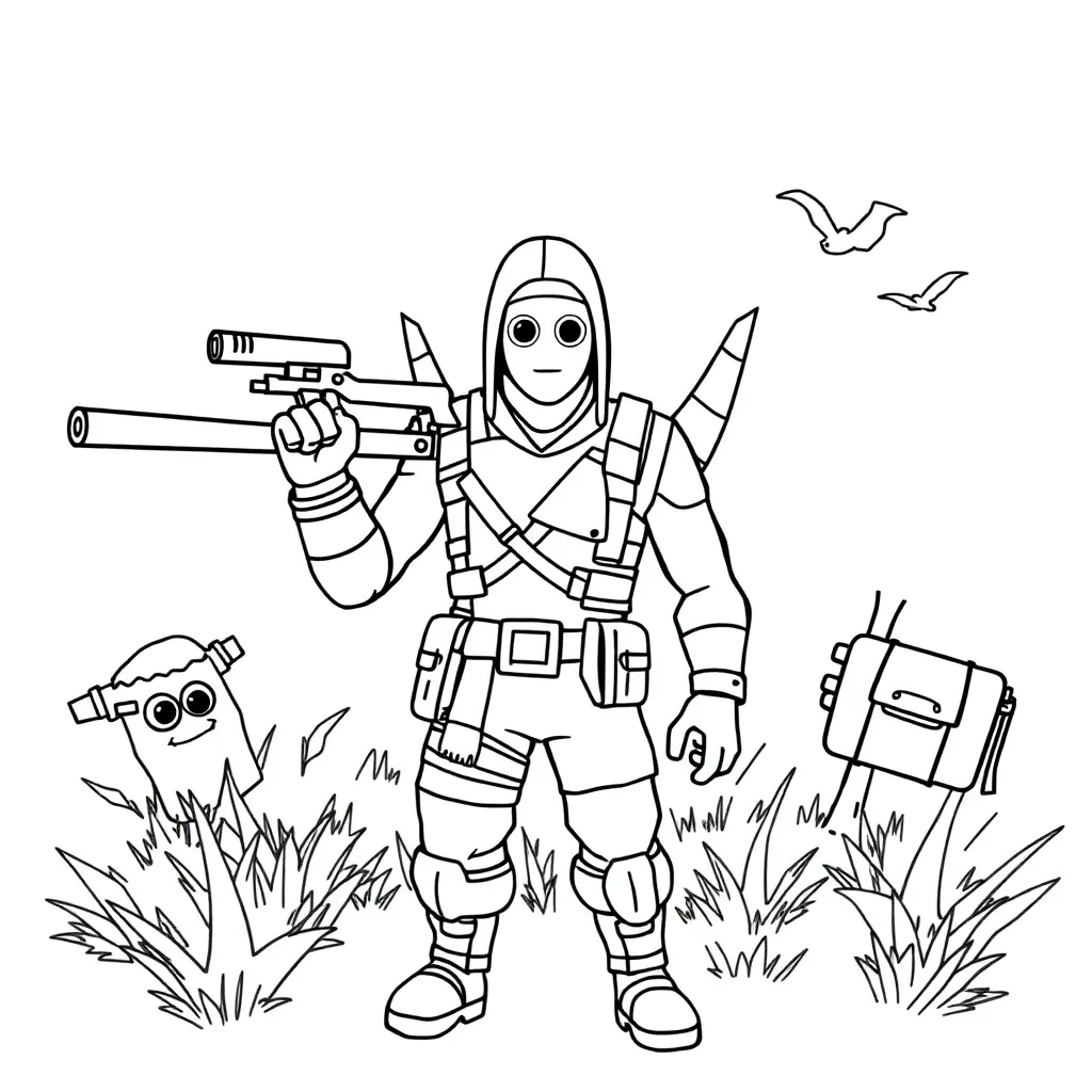 Fortnite Battle Royale Personages Actie Gaming coloring page for children