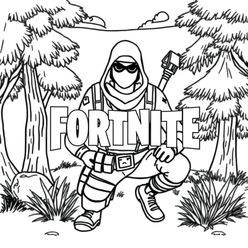 Fortnite Battle Royale Personages Gaming Actie coloring page for children