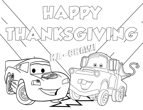 Frohes Thanksgiving Autos coloring page for children