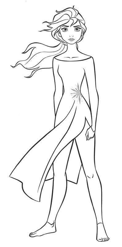 Frozen 2 Elsa im einfachen Kleid coloring page for children