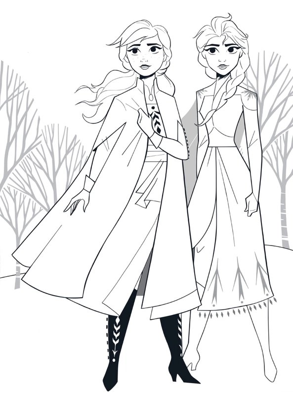 Frozen Anna Elsa Bos coloring page for children