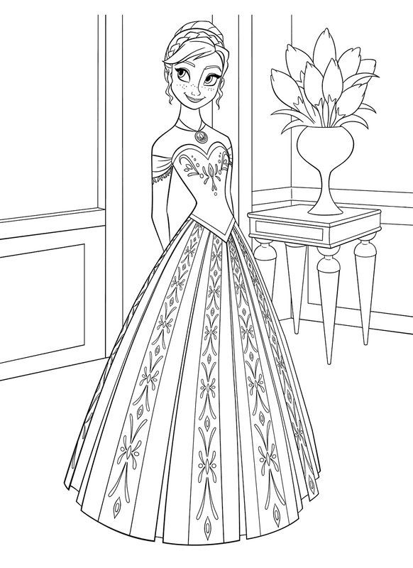 Frozen Anna Im Zimmer Stehend coloring page for children