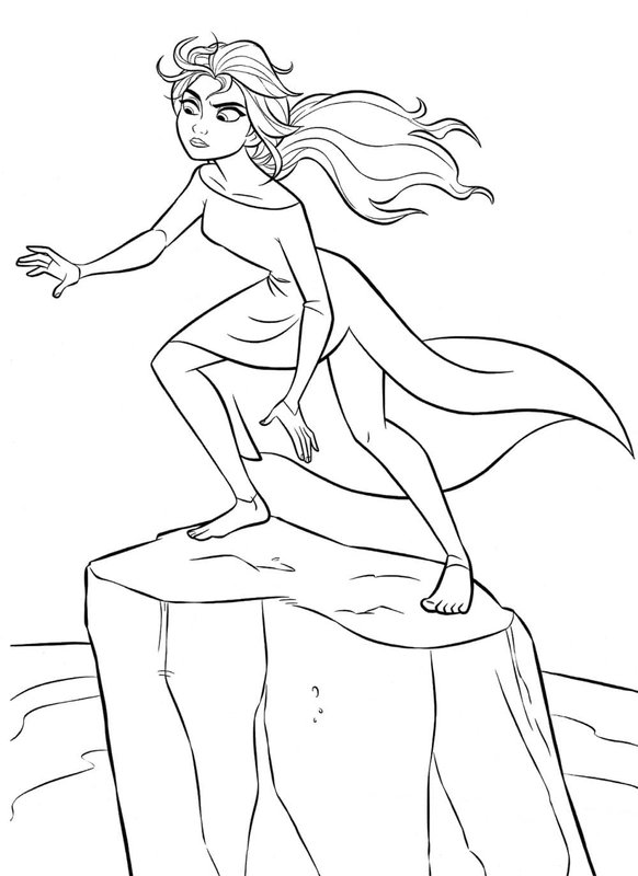 Frozen Elsa auf Eis coloring page for children