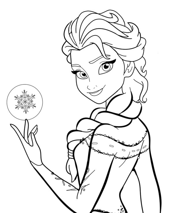 Frozen Elsa Con Bola De Nieve coloring page for children