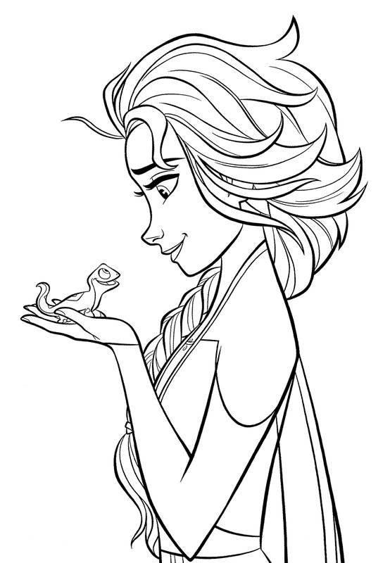 Frozen Elsa Et Bruni Sourient coloring page for children