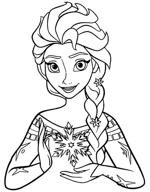 Frozen Elsa hält Schneekristall coloring page for children