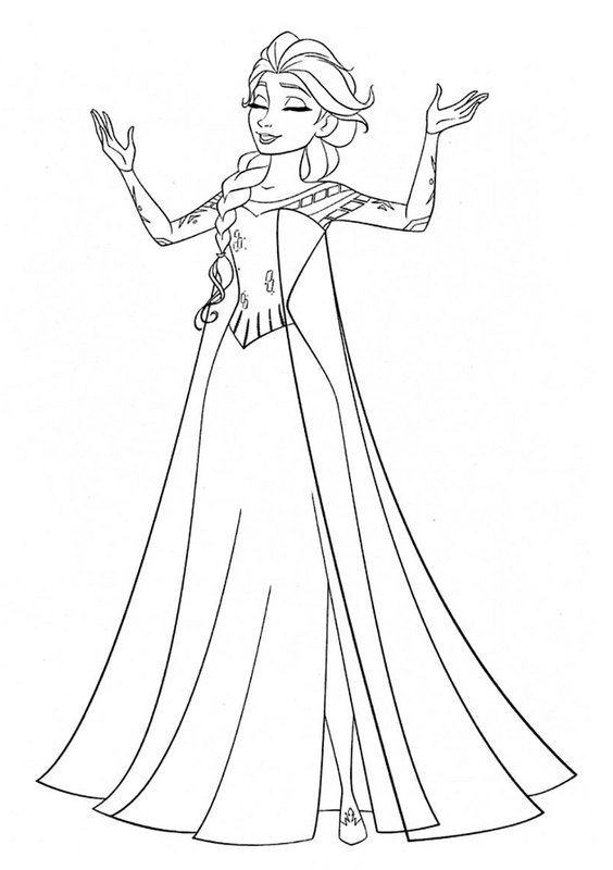 Frozen Elsa Manos Arriba coloring page for children