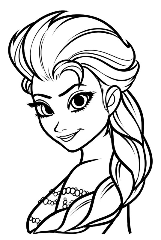 Frozen Elsa schaut zur Seite coloring page for children