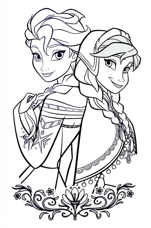 Frozen Elsa Y Anna Con Adorno coloring page for children