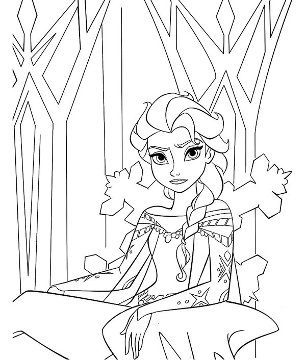 Frozen Ice Queen Elsa coloring page for children