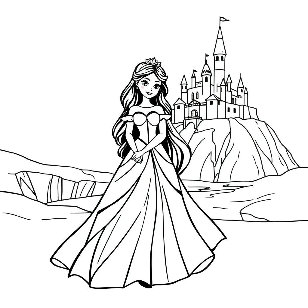 Frozen Prinses Winter Ijskasteel Sprookjes coloring page for children