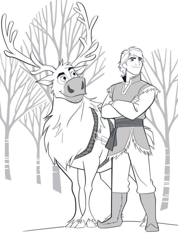 Frozen Sven Kristoff coloring page for children