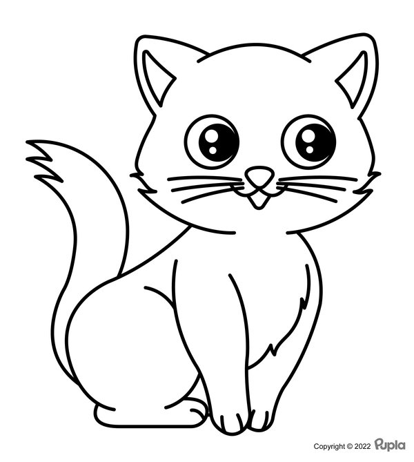 Gato fácil y bonito coloring page for children