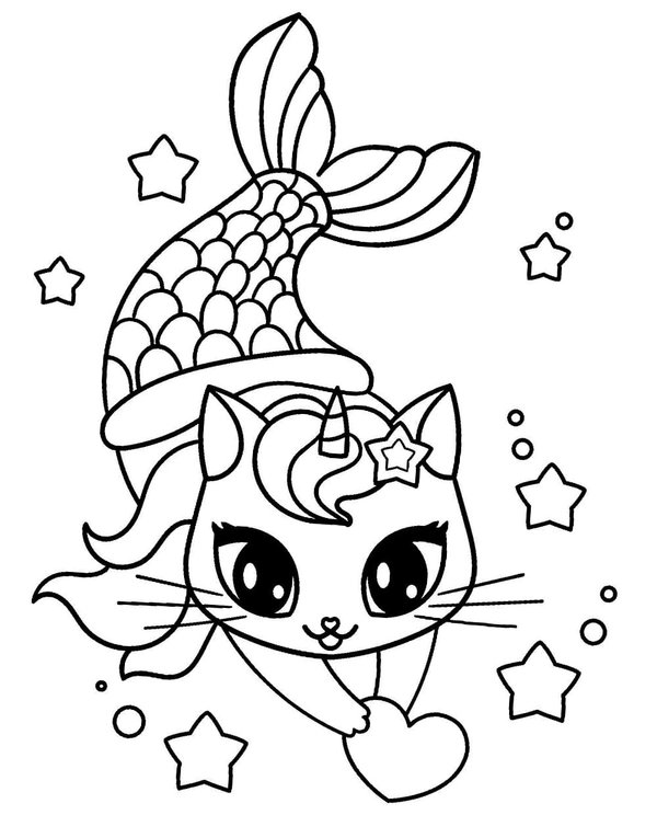 Gato Sirena coloring page for children