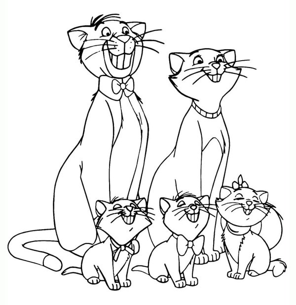 Gatos Aristogatos Juntos coloring page for children