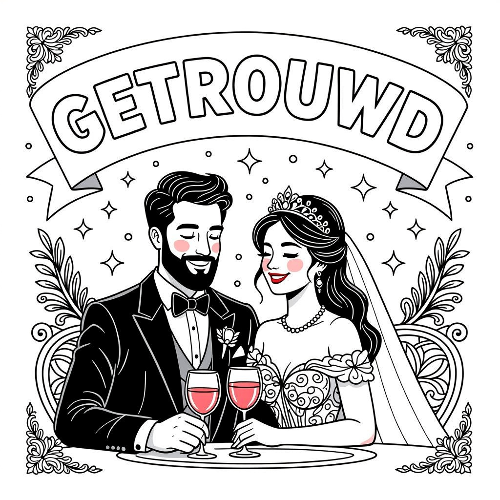 getrouwd stel coloring page for children