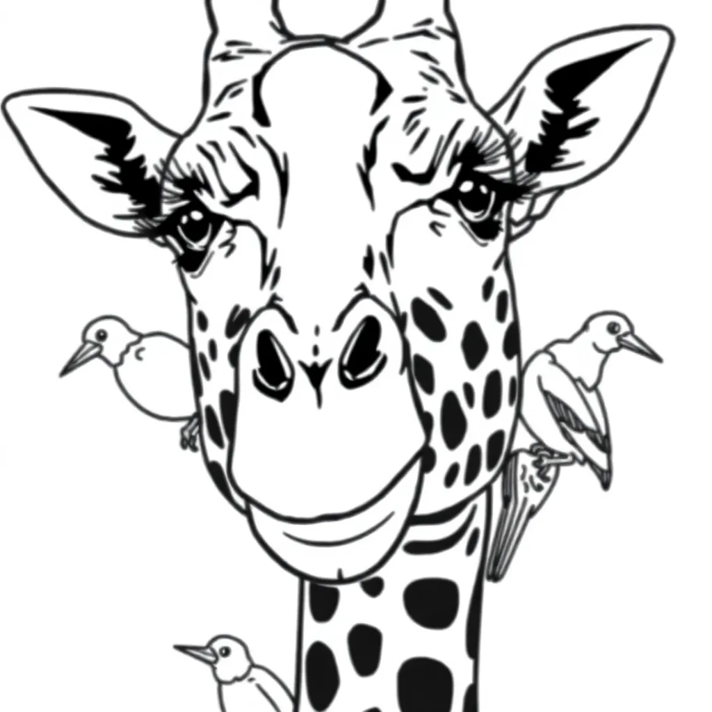 Giraf Safari Wilde Dieren Natuur coloring page for children