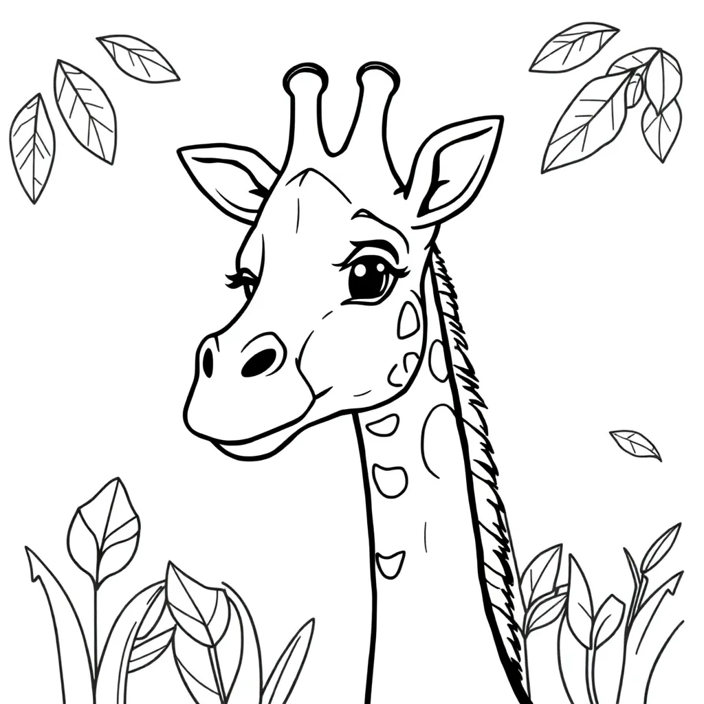 Giraf Safari Wilde Dieren Natuur coloring page for children