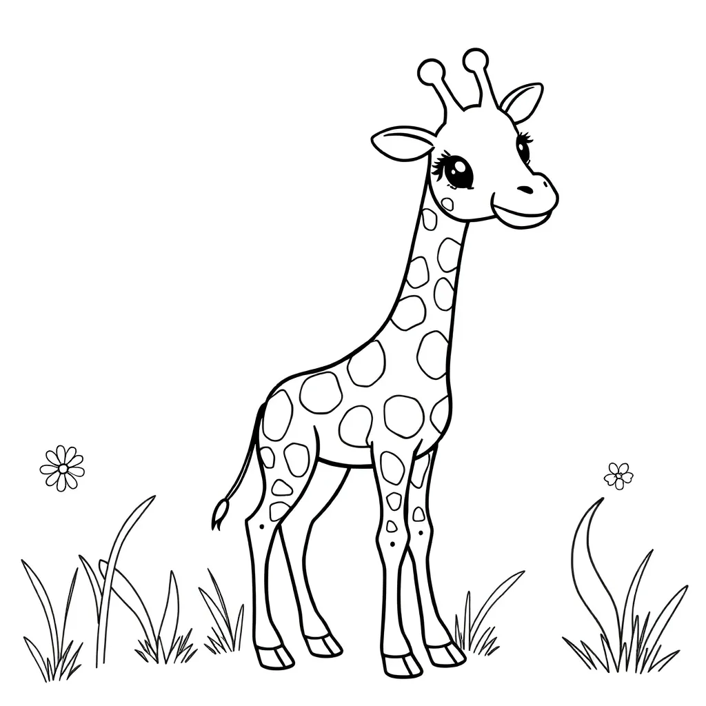 Giraf Safari Wilde Dieren Natuur coloring page for children