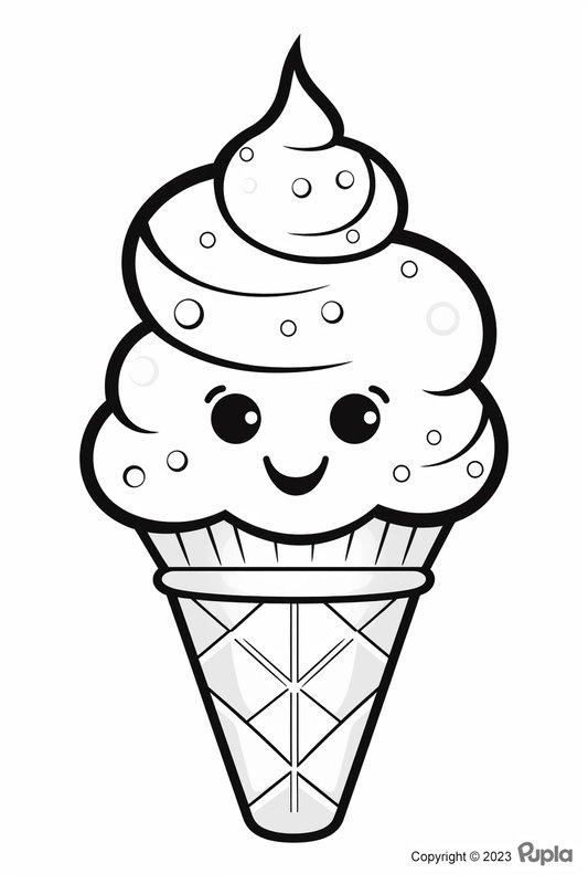 Glace Mignonne Avec Des Yeux coloring page for children