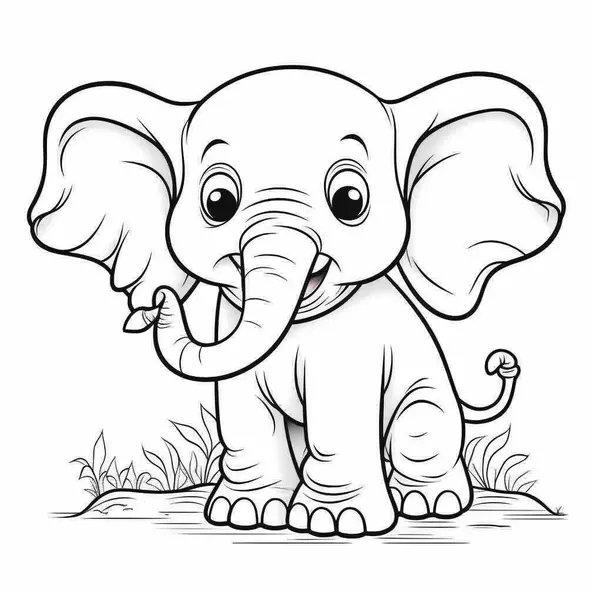 Glücklicher kleiner Elefant coloring page for children