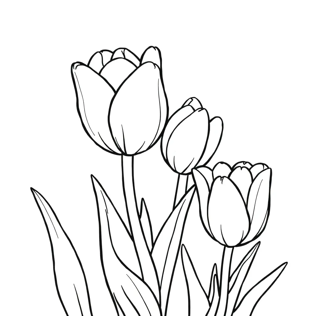 Gratis tulpen Kleurplaat voor Kinderen coloring page for children