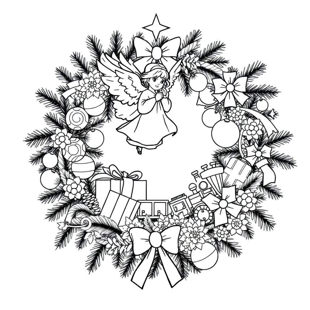 Grote Kerstkrans coloring page for children