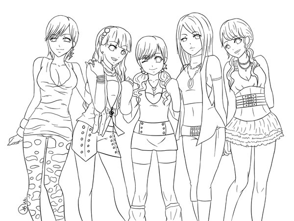 Groupe De Filles Anime coloring page for children