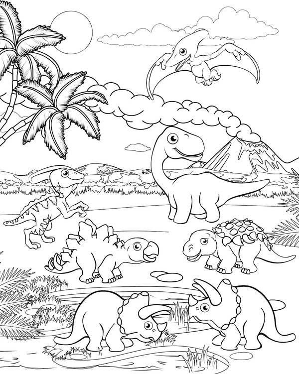 Groupe Dinosaures coloring page for children