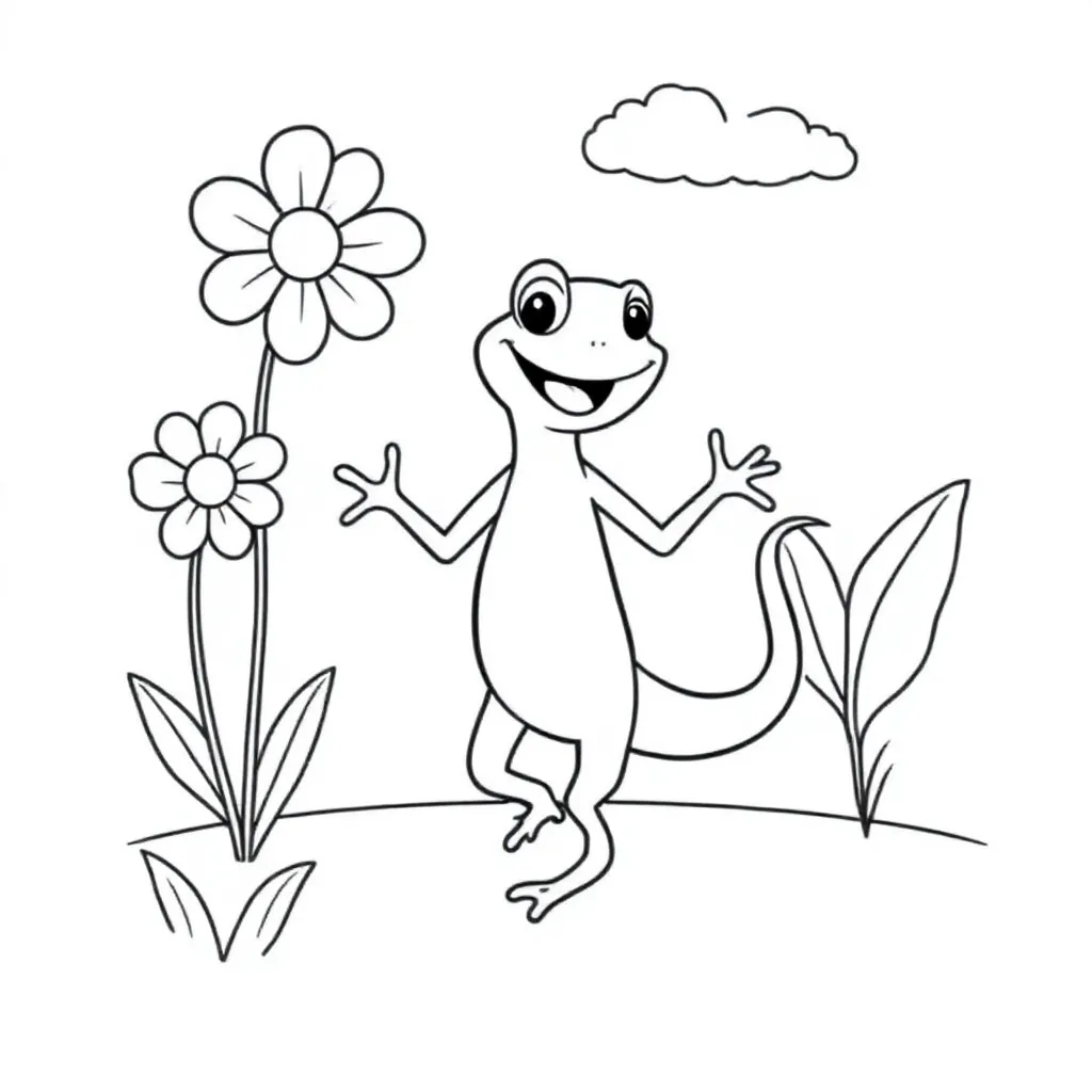 Hagedis Die Danst coloring page for children