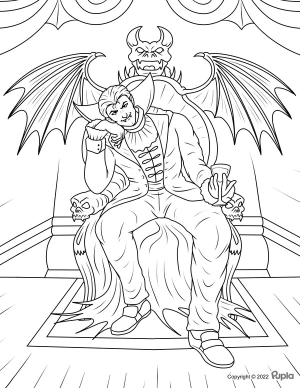 Halloween Dracula coloring page for children