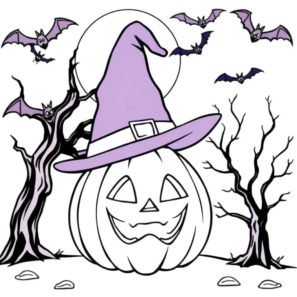 Halloween Griezelig Jack O Lantern Heksenhoed Mysterieus coloring page for children