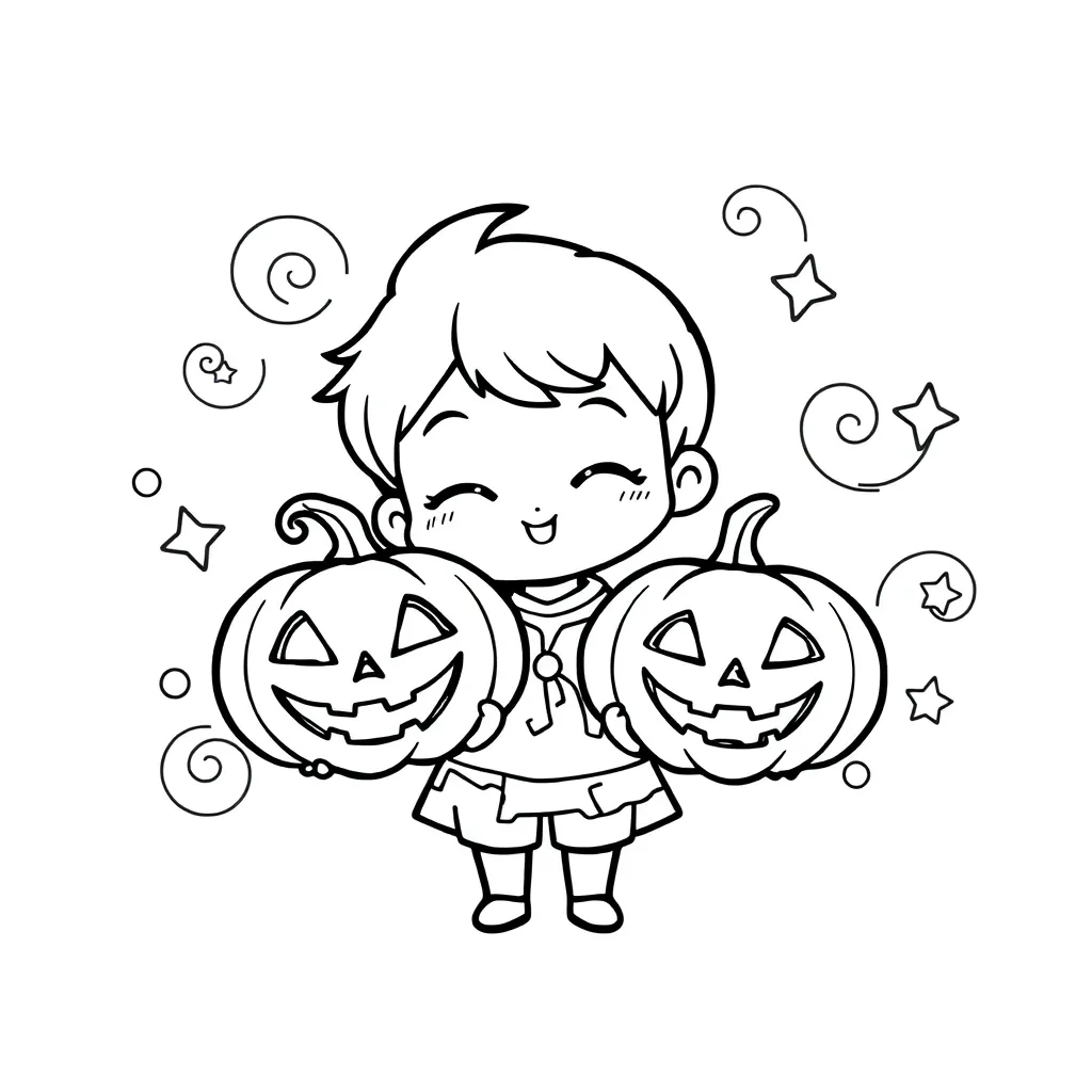 Halloween Kawaii Chibi Griezelig Feestelijk coloring page for children