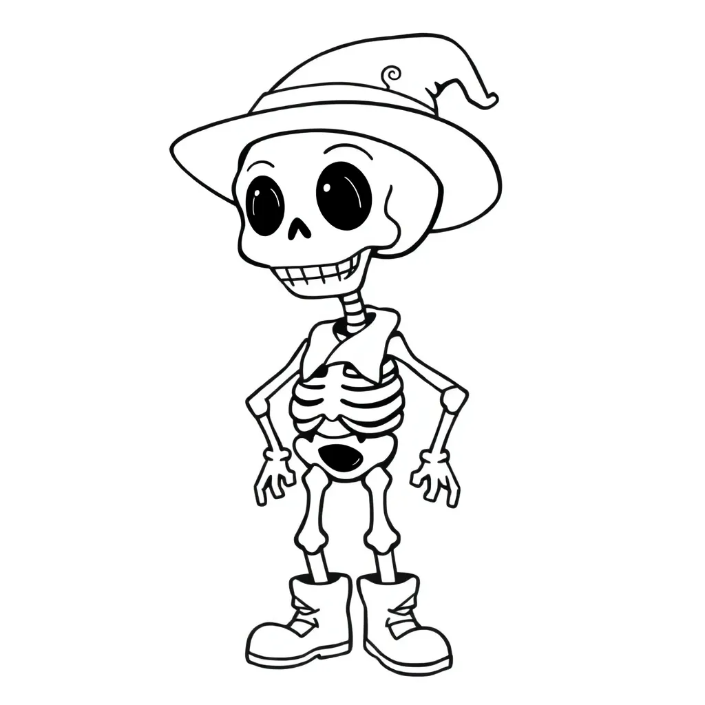 Halloween Kawaii Skelet Grappig Feestelijk coloring page for children