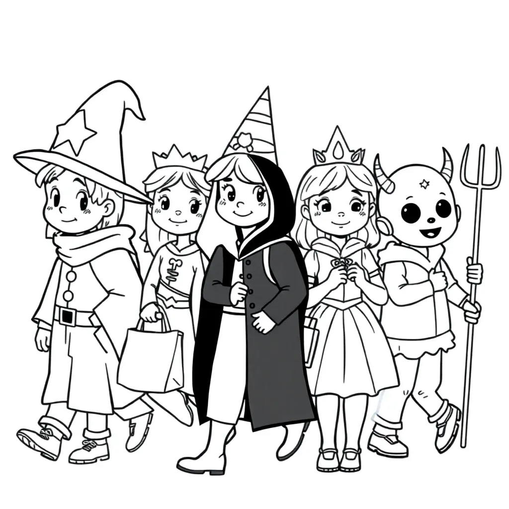 Halloween Kinderen Kostuums Creatief Feestelijk coloring page for children