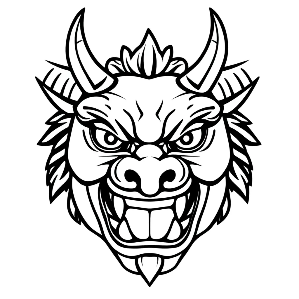 Halloween Oni Masker Japanse Folklore Eng coloring page for children