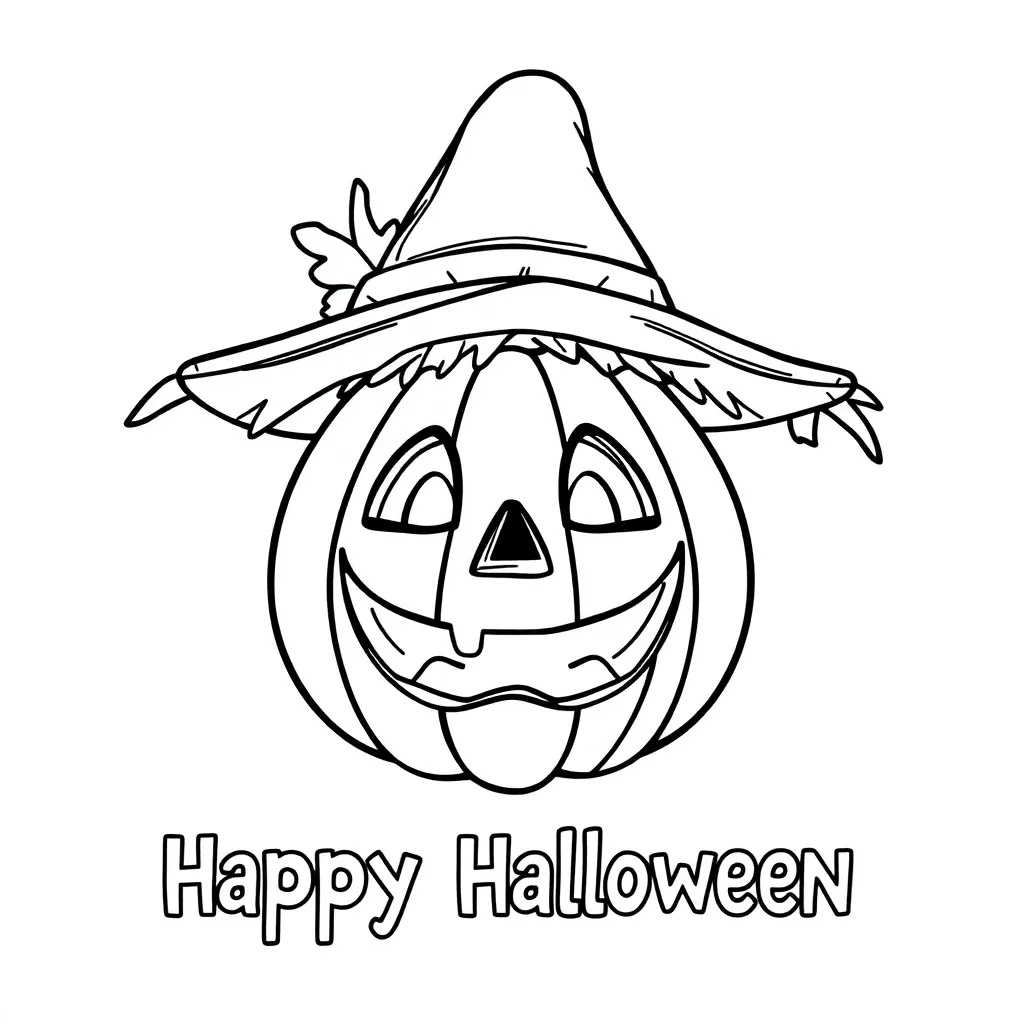 Halloween Pompoen Vogelverschrikker Kinderen Herfst coloring page for children