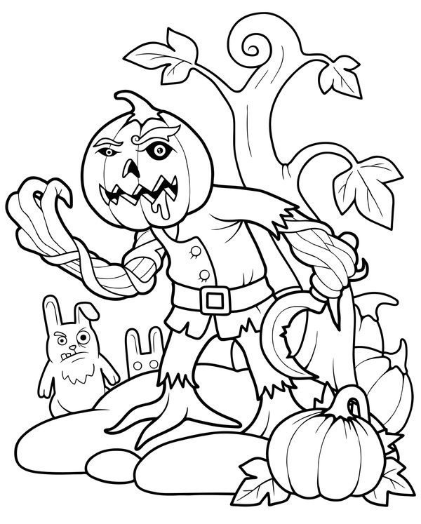 Halloween Pumpkin Tree coloring page for children