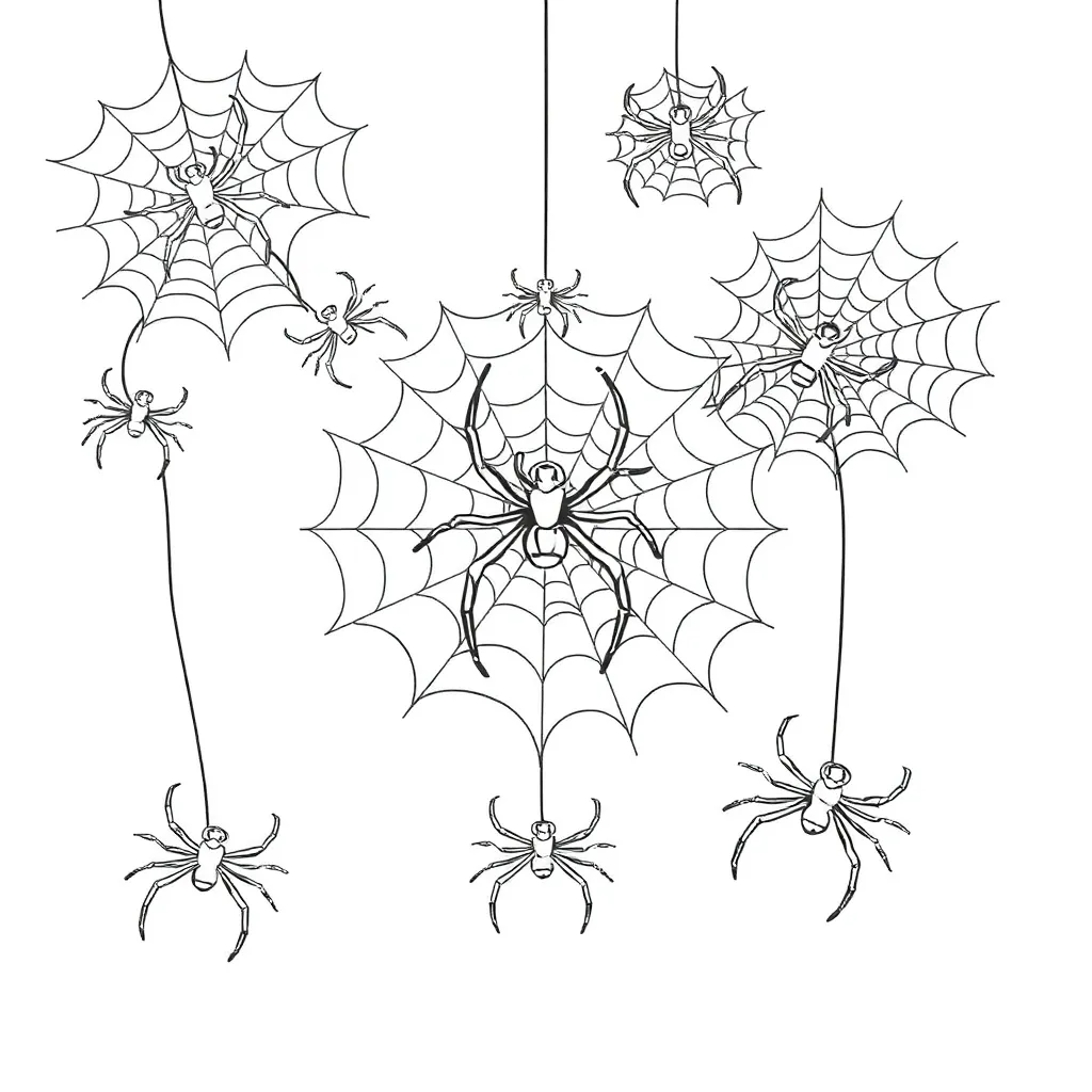 Halloween Spinnen Web Griezelig Natuur coloring page for children