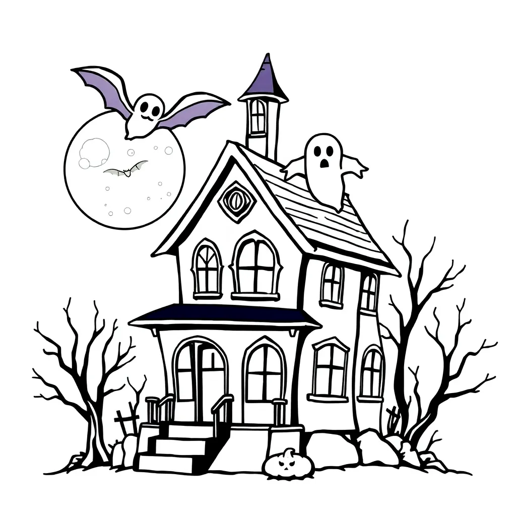Halloween Spookhuis Geesten Mysterieus Griezelig coloring page for children