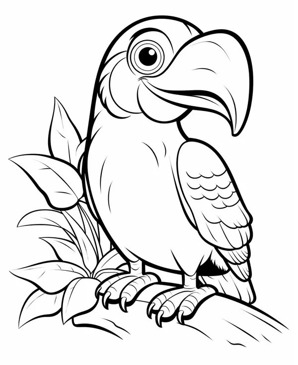 Happy And Beautiful Tucan coloring page for children