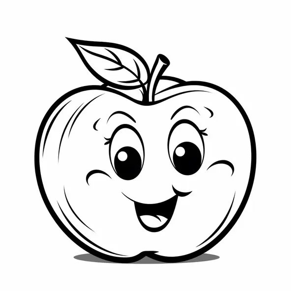 Happy Apple Girl coloring page for children