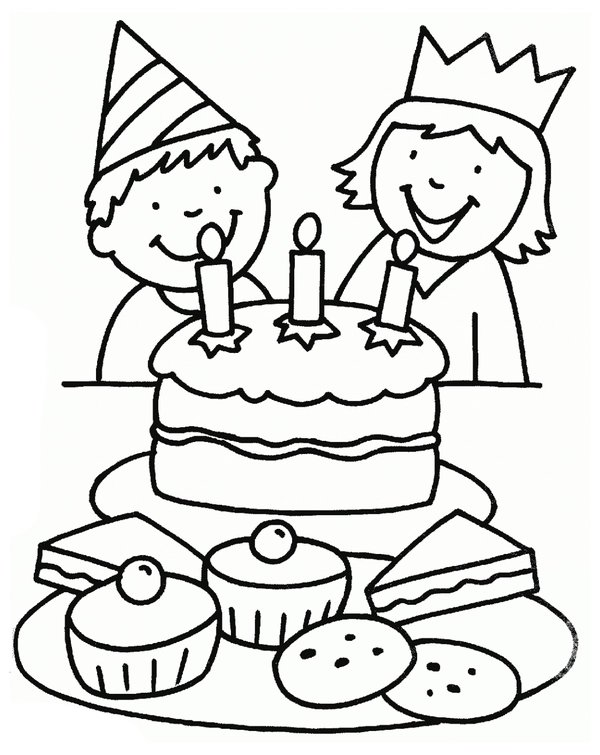 Happy Birthday Jongen Meisje coloring page for children