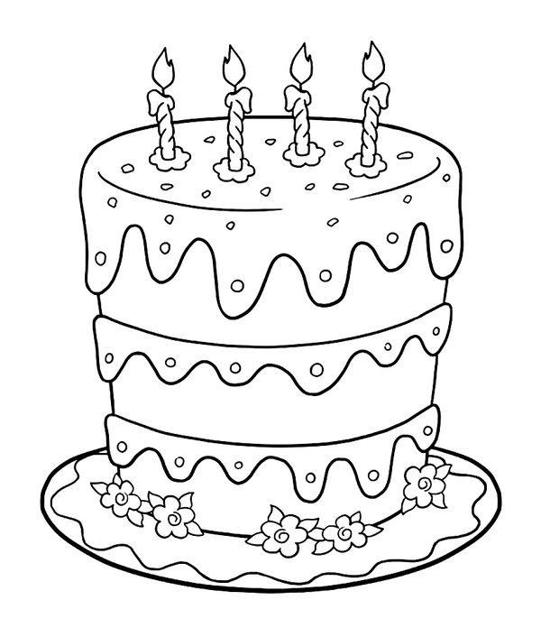 Happy Birthday Taart Kaarsjes coloring page for children