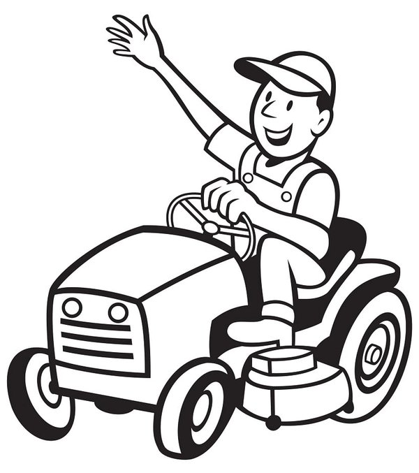 Happy Farmer Tractor coloring page for children