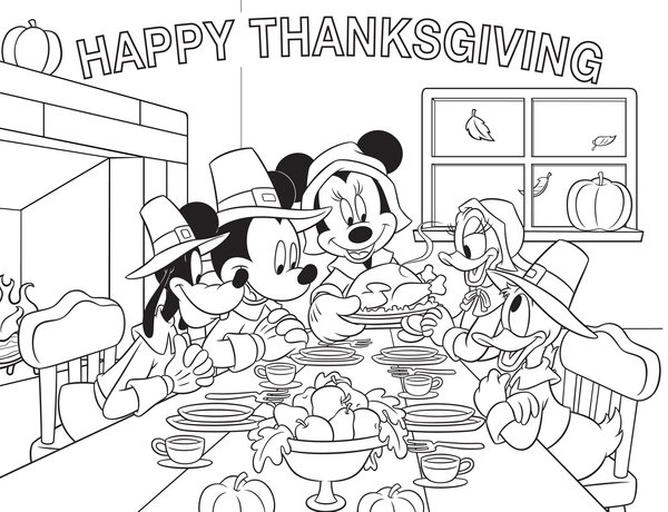 Happy Thanksgiving Disney coloring page for children