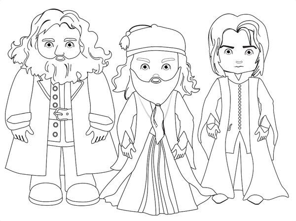 Harry Potter Hagrid Dumbledore und Snape coloring page for children